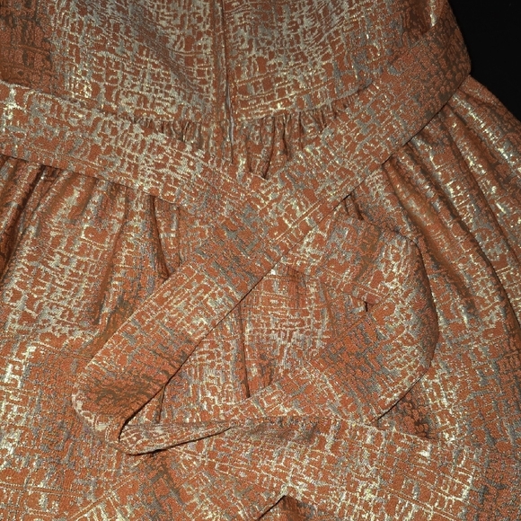 Orange Pleated Sundress for Wedding Guest - Picture 4 of 5